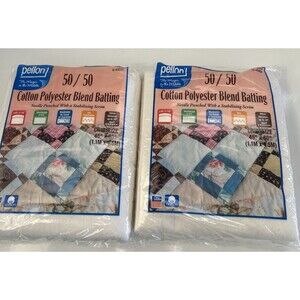 Two Pellon 50/50 Cotton Polyester Blend Batting Crib Quilt Size 45 x 60